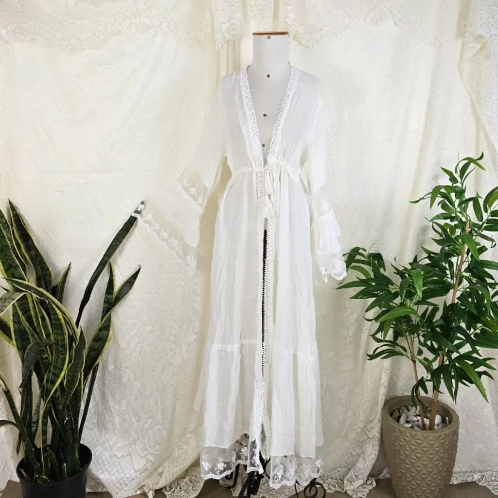 Penhoar boho tule bordado