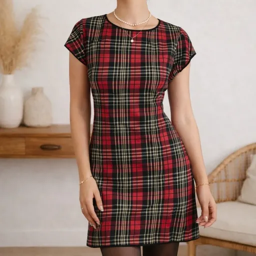 Vestido vermelho xadrez