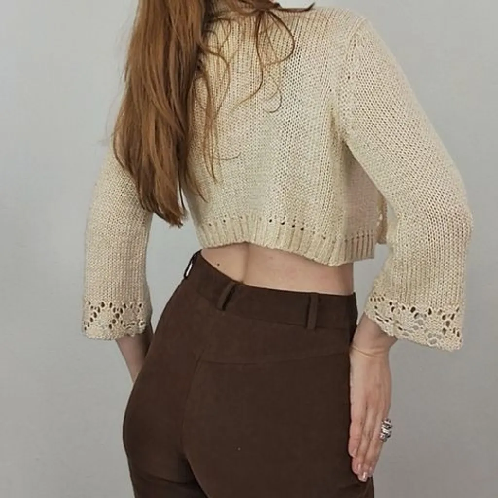 Cardigan cropped bege