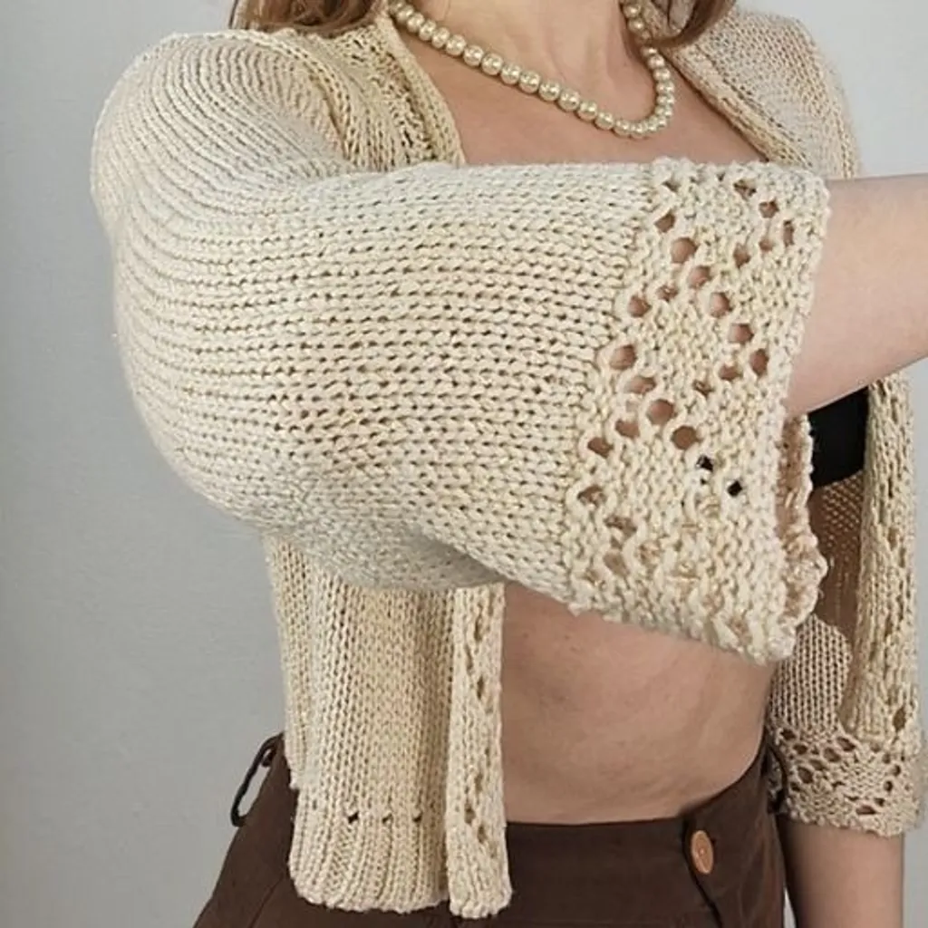 Cardigan cropped bege