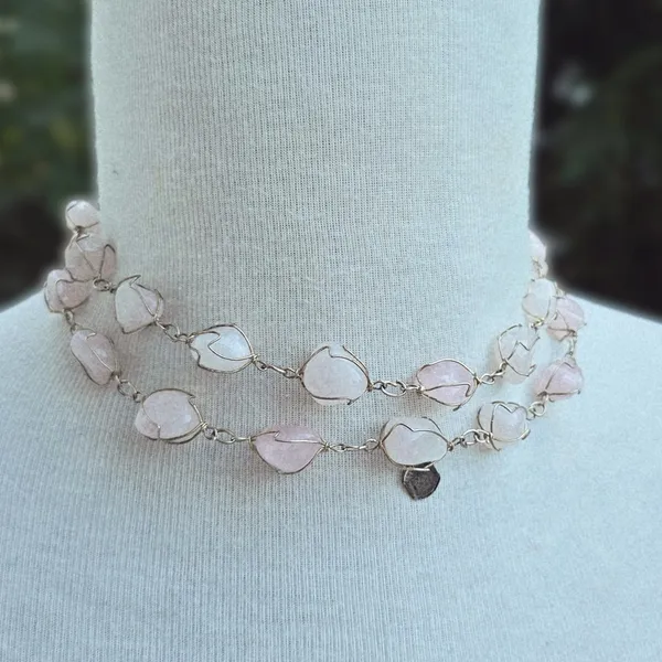 Maxi colar quartzo rosa