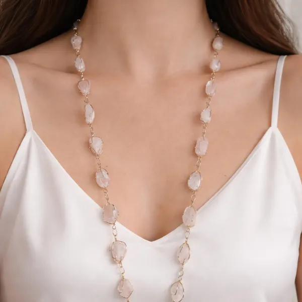 Maxi colar quartzo rosa