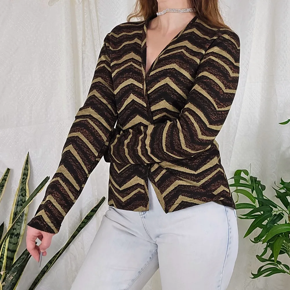 Cardigan malha chevron lurex