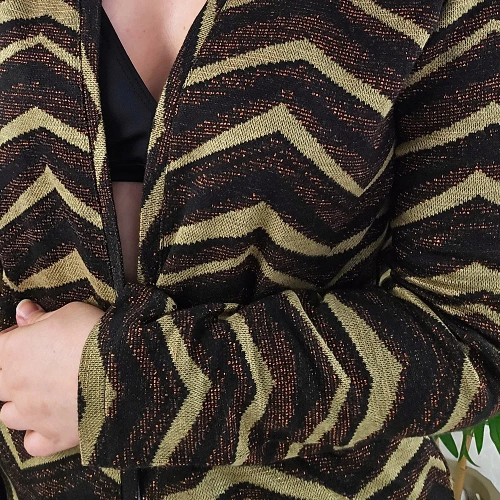 Cardigan malha chevron lurex