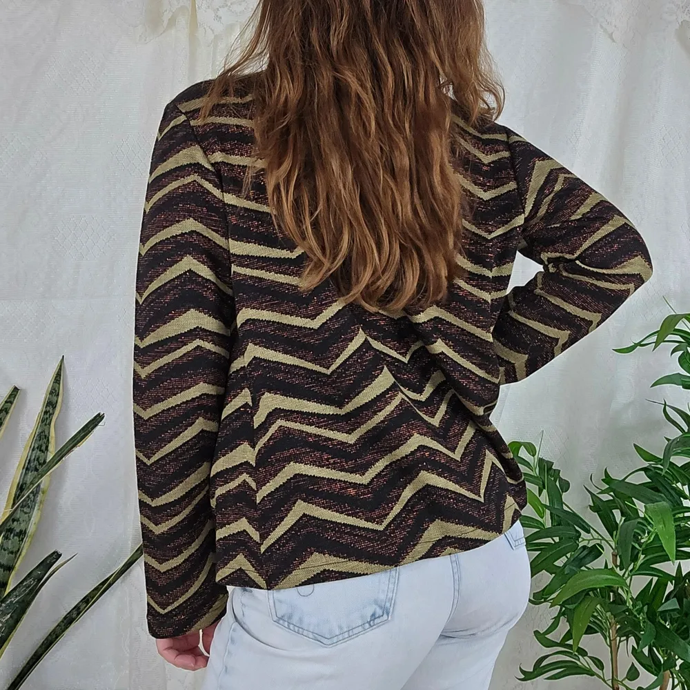 Cardigan malha chevron lurex