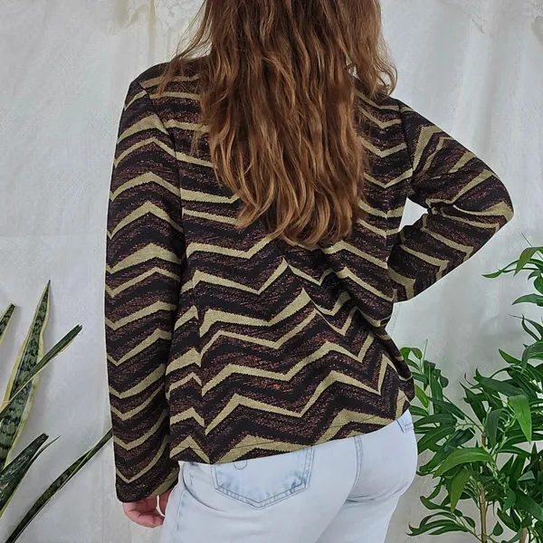 Cardigan malha chevron lurex