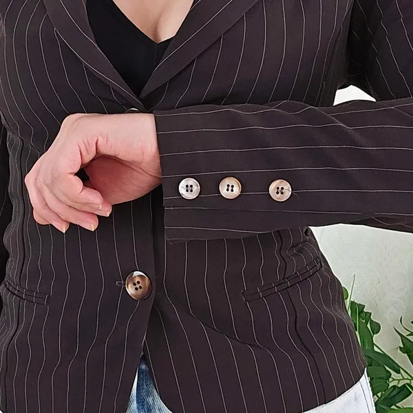 Blazer marrom risca giz y2k