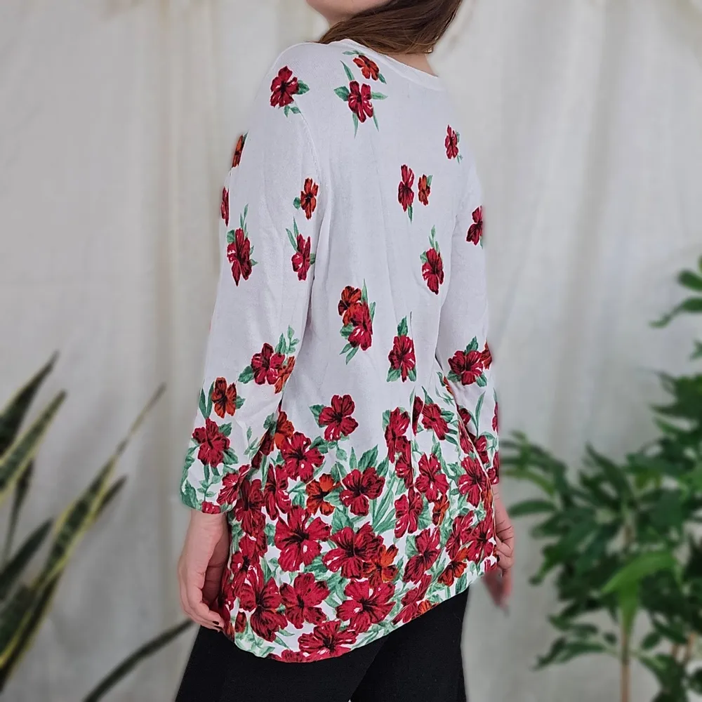 Cardigan floral algodão