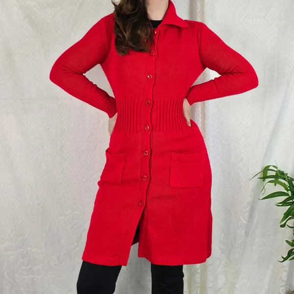 Casaco/vestido tricô vermelho