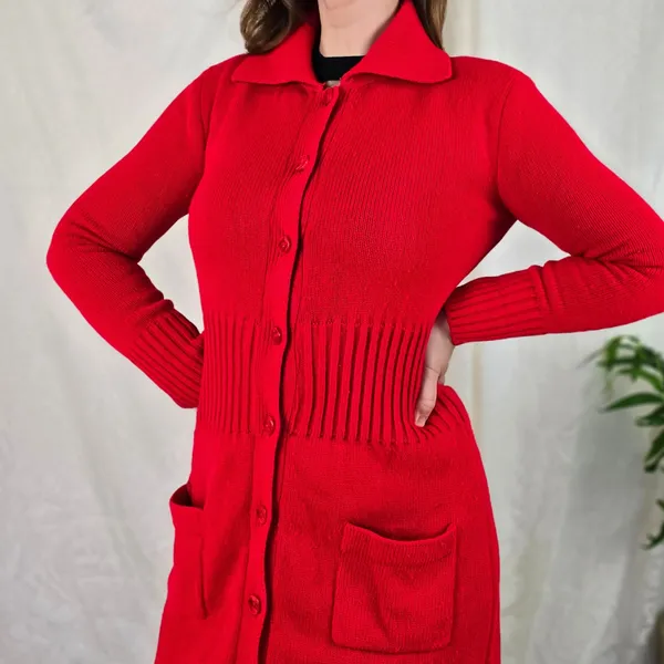 Casaco/vestido tricô vermelho