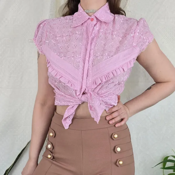 Camisa vintage laise rosa