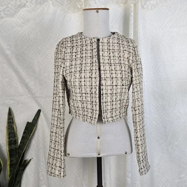 Casaco cropped tweed