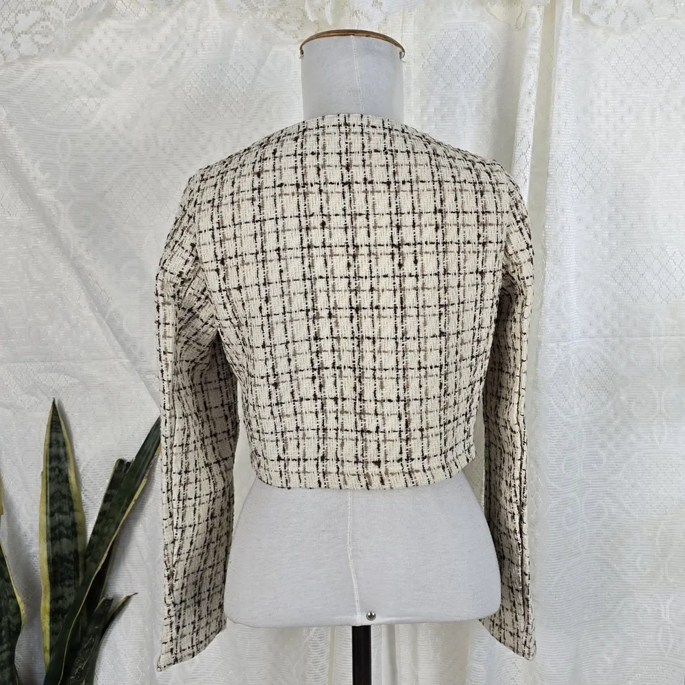 Casaco cropped tweed