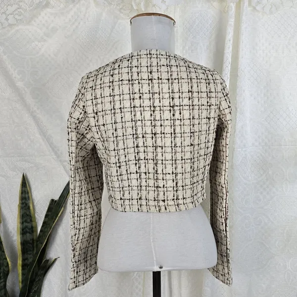 Casaco cropped tweed