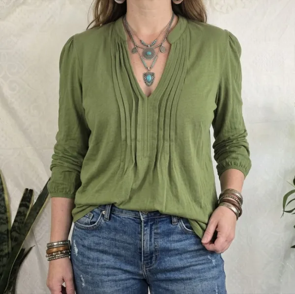 Bata algodão pima verde oliva