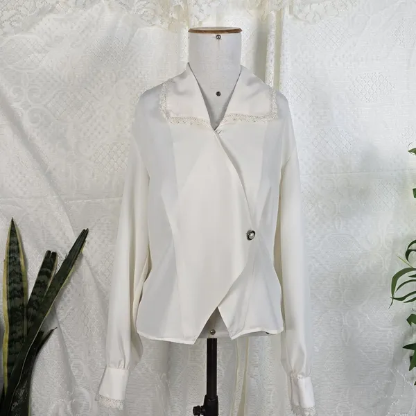 Blusa vintage 80s crepe pérolas
