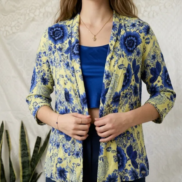 Kimono floral azul