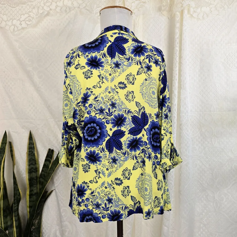 Kimono floral azul