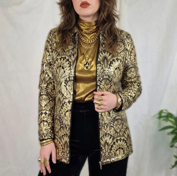 jaqueta bomber vintage paetês
