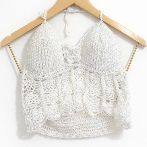 Cropped crochê branco