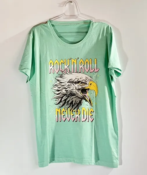 Camiseta Dolce-Me Verde Água Rock n Roll Never Die - tam. M