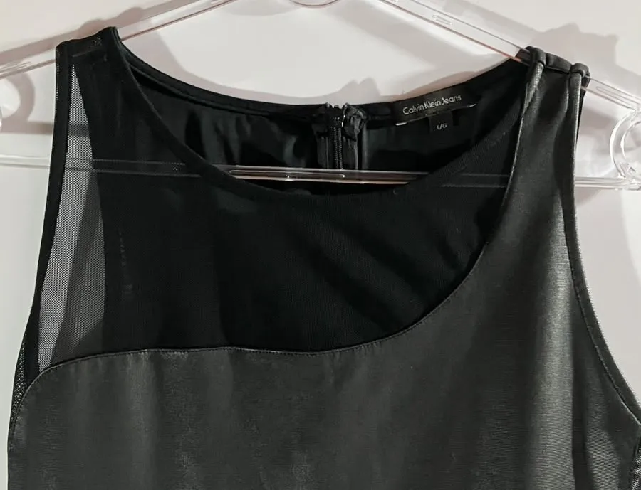 Vestido Calvin Klein Faux Leather - Tam G