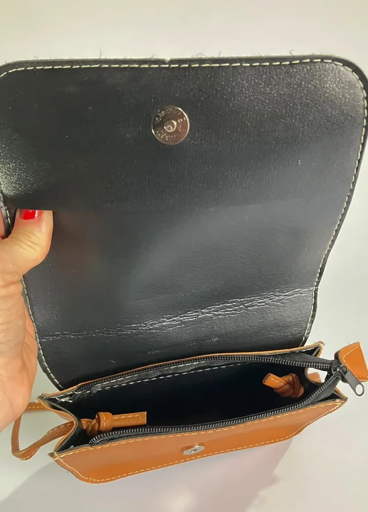 Bolsa Transversal Marrom Estampa Pop Art