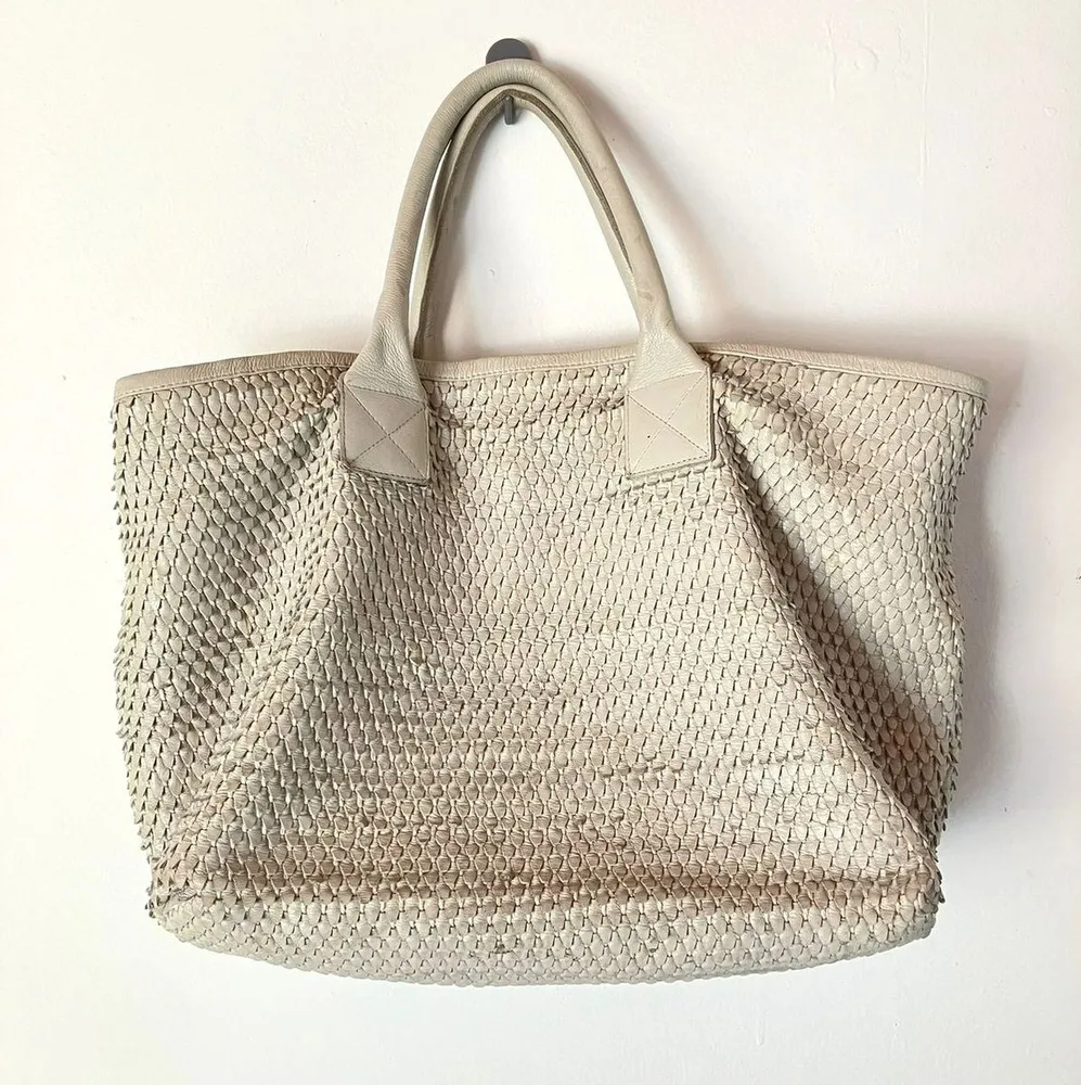 Bolsa Animale Couro Trançado Off-White
