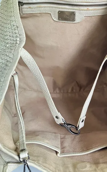 Bolsa Animale Couro Trançado Off-White