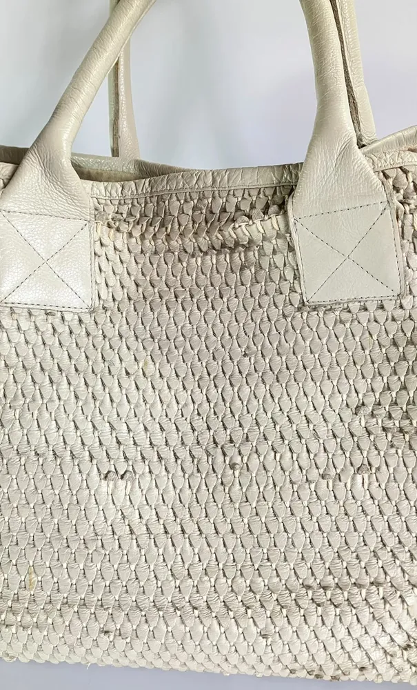 Bolsa Animale Couro Trançado Off-White