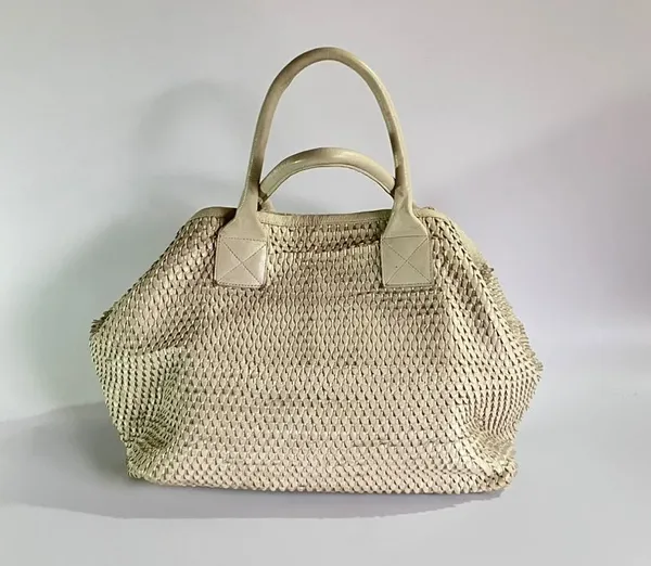 Bolsa Animale Couro Trançado Off-White