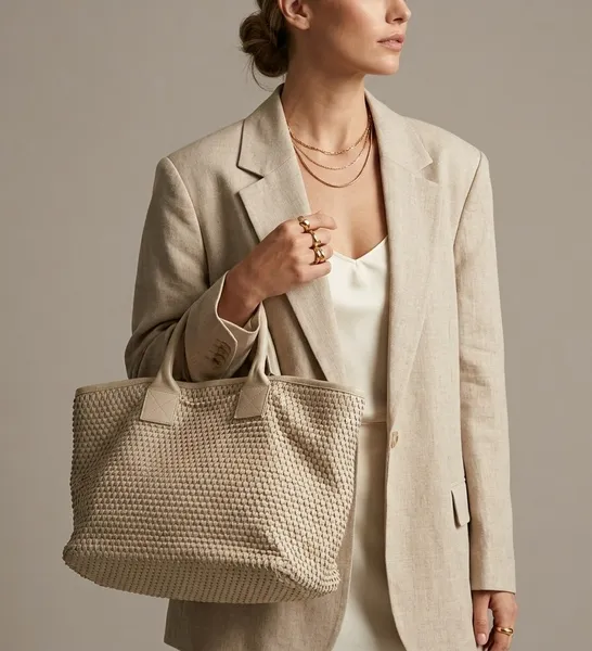 Bolsa Animale Couro Trançado Off-White