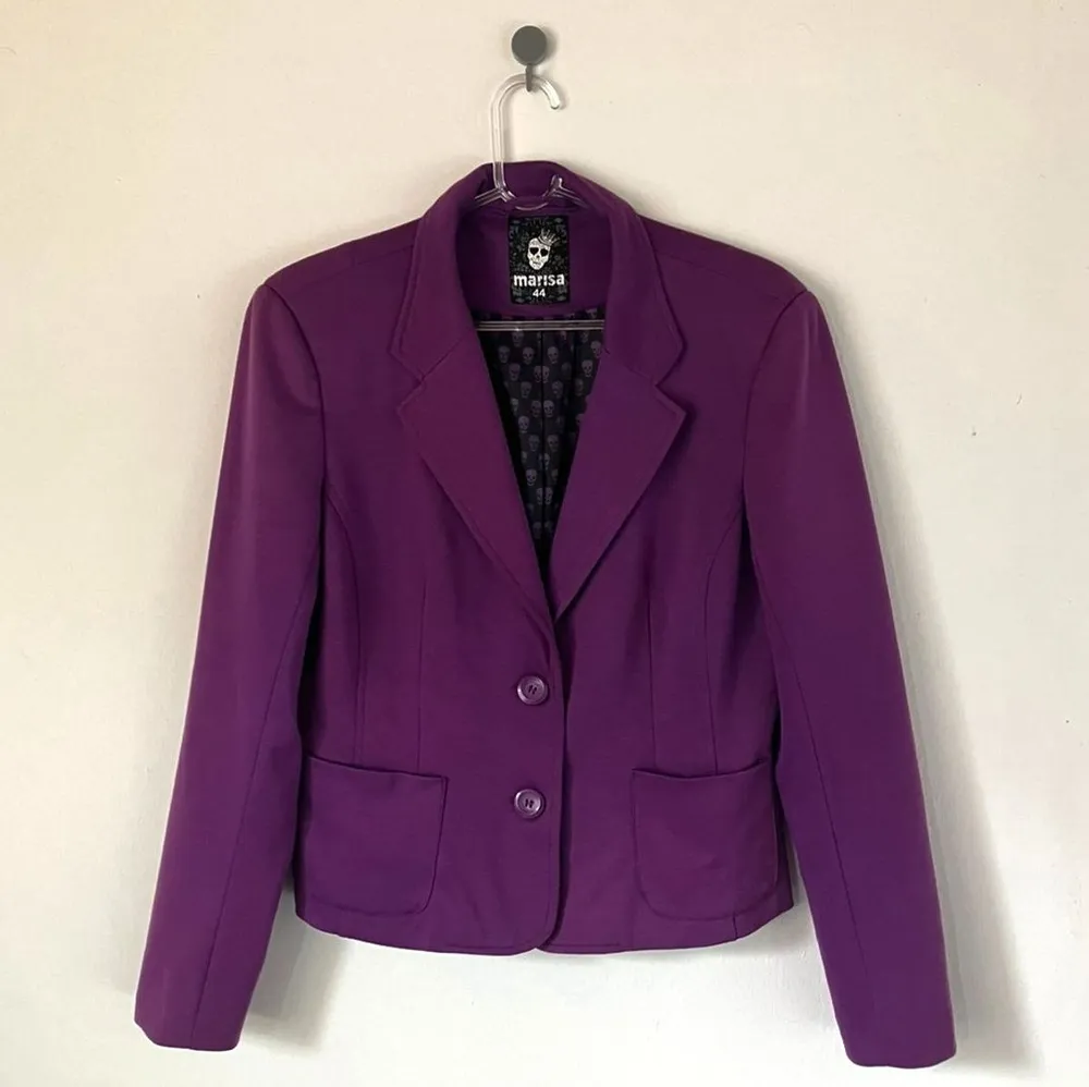 Blazer Roxo Alfaiataria com Forro de Caveirinhas - Tam. 44