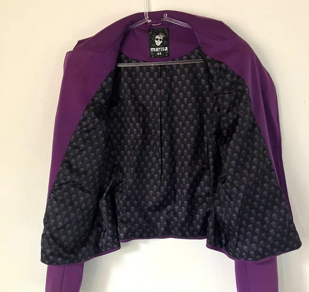 Blazer Roxo Alfaiataria com Forro de Caveirinhas - Tam. 44