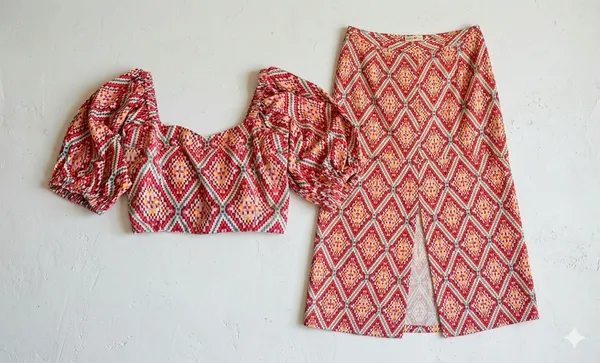 Conjunto Blue Steel Cropped e Saia Midi - GG