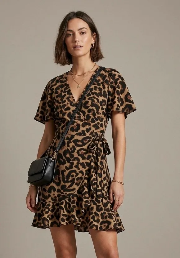 Vestido Shein Envelope Estampa de Onça - M