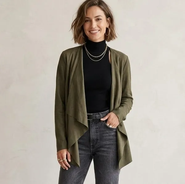 Casaco Zara Suede Marrom Assimétrico - P