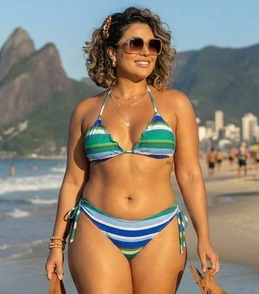 Biquíni Cortininha Aqua Brasil Listrado - M/G