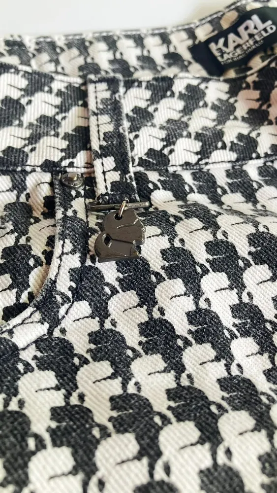 Shorts Karl Lagerfeld Pied-De-Poule preto e branco - 42