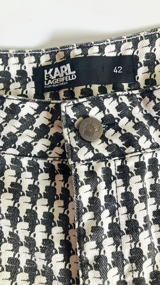Shorts Karl Lagerfeld Pied-De-Poule preto e branco - 42