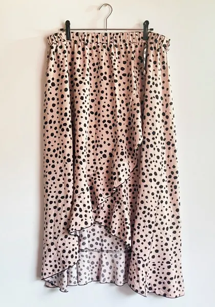 Saia Midi Assimétrica Ruffle Animal Print - 3XL