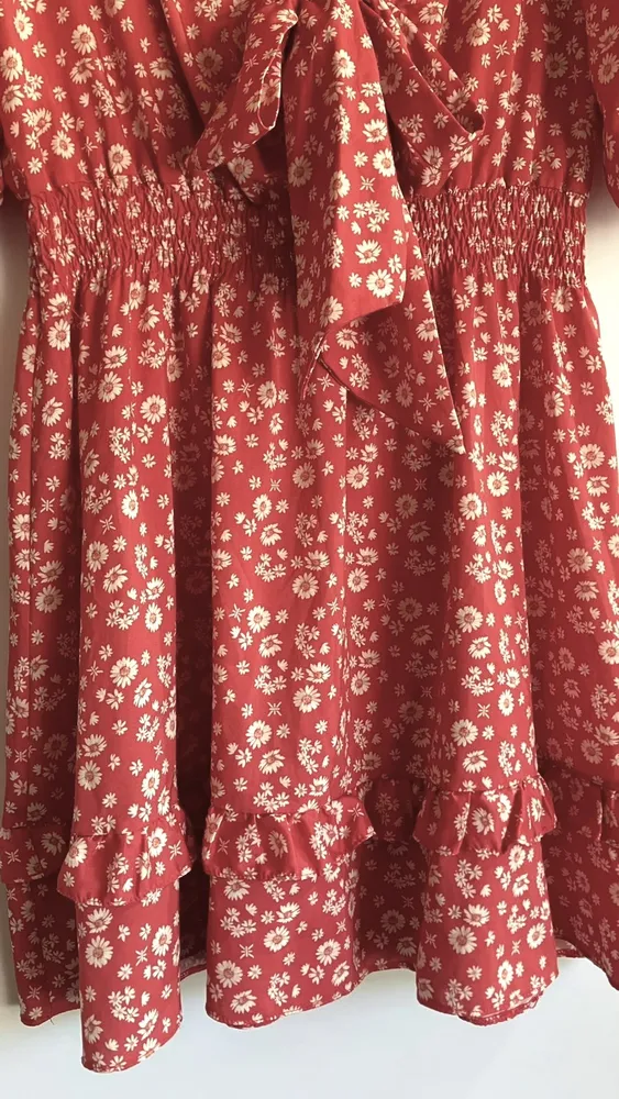 Vestido Floral Salmão Boho -M