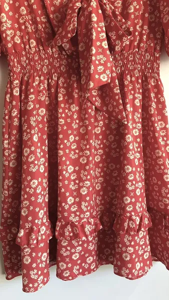 Vestido Floral Salmão Boho -M