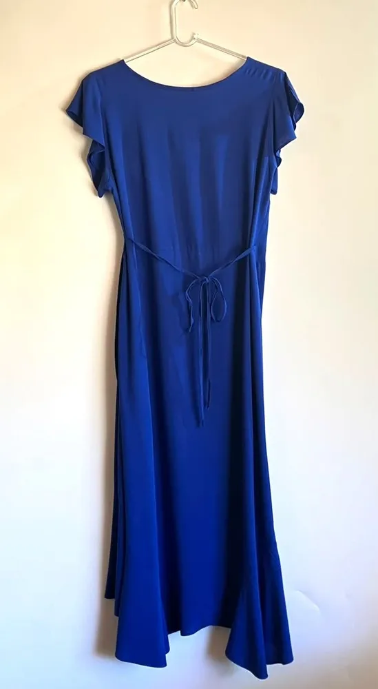 Vestido Envelope Azul Royal Assimétrico - G