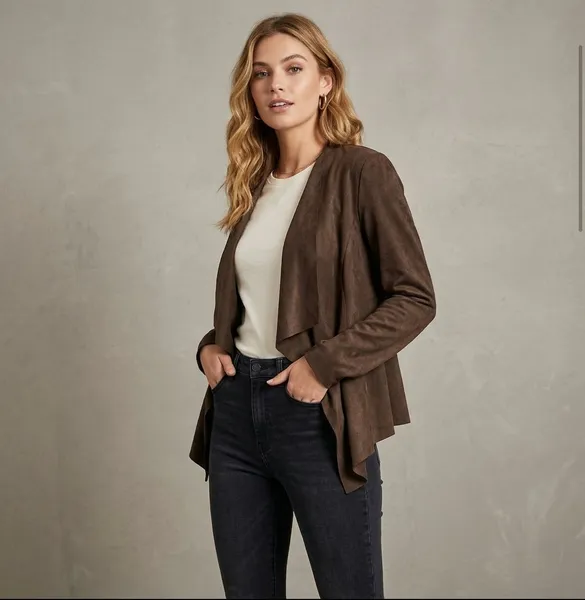 Casaco Zara Suede Marrom Assimétrico - P