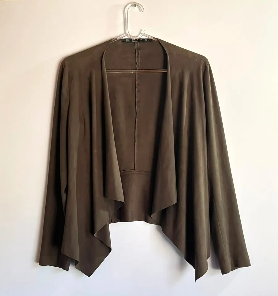 Casaco Zara Suede Marrom Assimétrico - P