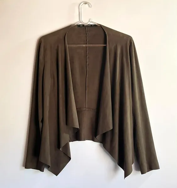 Casaco Zara Suede Marrom Assimétrico - P