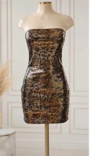 vestido paetê oncinha