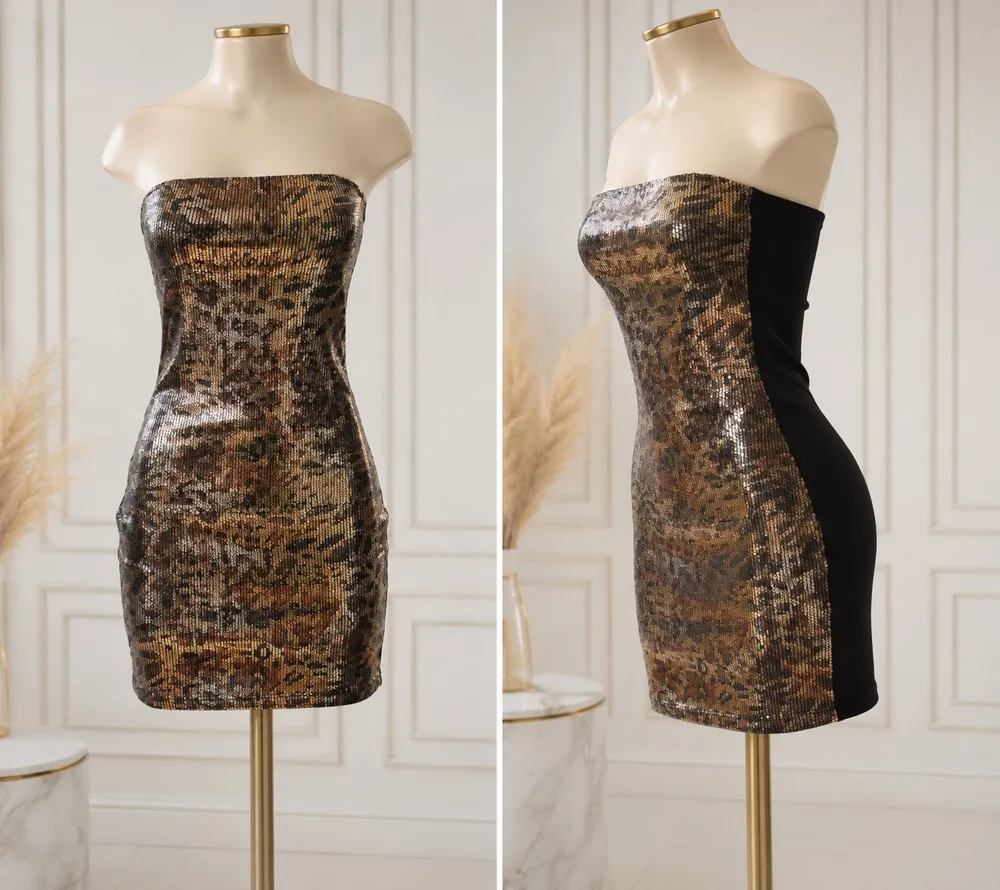 vestido paetê oncinha