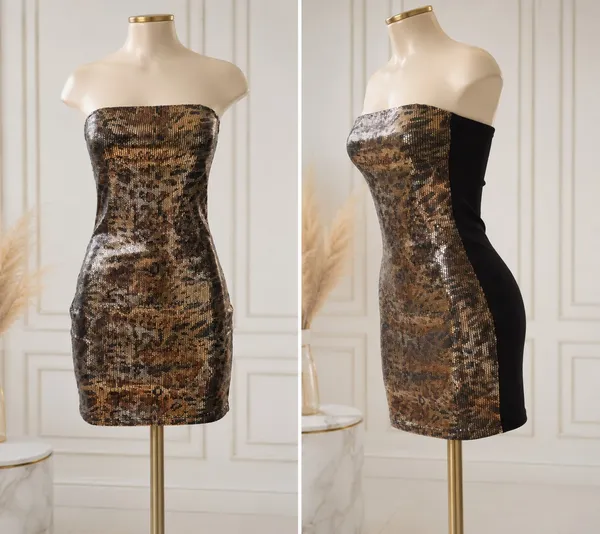 vestido paetê oncinha
